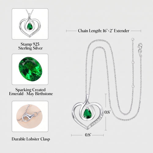 Infinity Heart Birthstone Pendant Necklace in White Gold Plated Sterling Silver - Perfect Jewelry Gift for Her