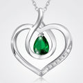 Infinity Heart Birthstone Pendant Necklace in White Gold Plated Sterling Silver - Perfect Jewelry Gift for Her
