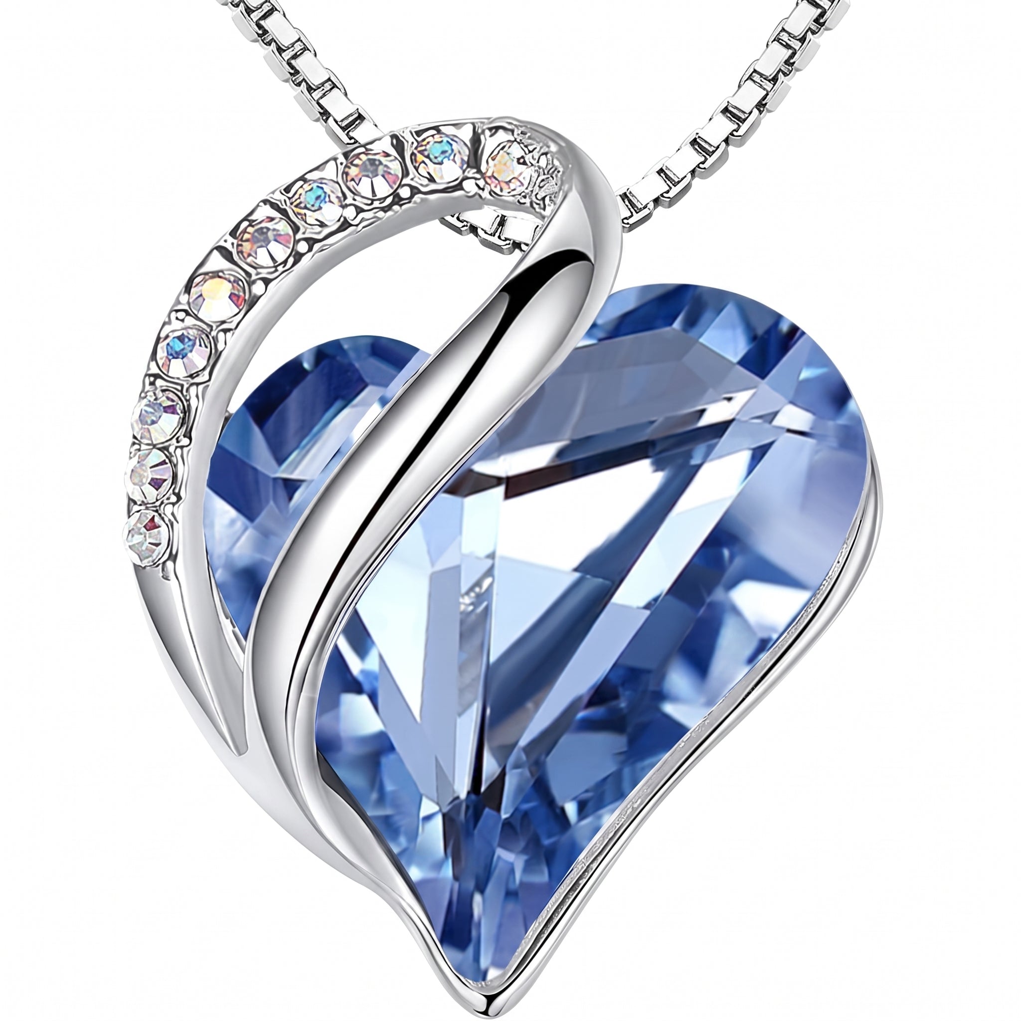 Women's Silver Plated Infinity Heart Necklace, Birthstone Crystal Pendant Jewelry, Adjustable 18"+2" Chain, Gift for Birthday & Anniversary